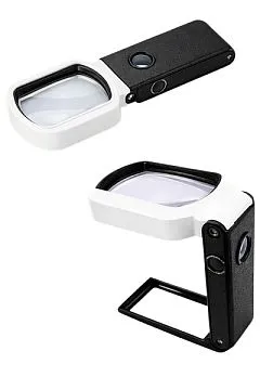 Лупа Kromatech настольная 10/25x, 55x85 мм, ручная, складная, с подсветкой (24 LED) TH-7058-FX, изображение 1