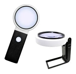 Лупа Kromatech настольная 10/25х, 90 мм, ручная, складная, с подсветкой (32 LED) TH-7058-BD, изображение 1
