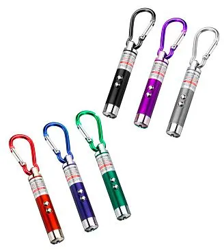 Фонарь-указка Kromatech светодиодный (2 LED), с красным лазером, с карабином, 24 шт.