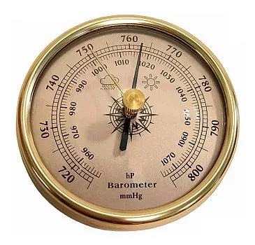 Барометр (анероид) Kromatech круглый (d=70 мм), встраиваемый, металлический (B9190)