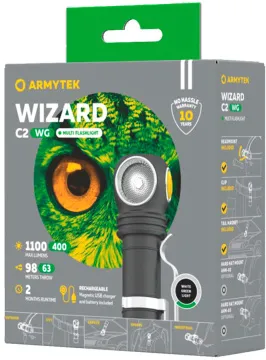 Мультифонарь Armytek Wizard C2 WG Magnet USB, теплый и зеленый свет, изображение 3